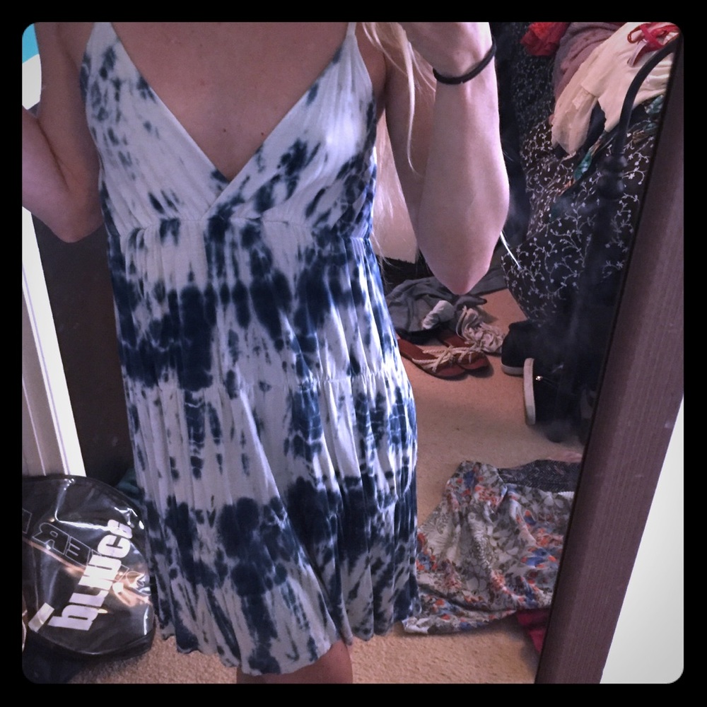 Blue and white dress